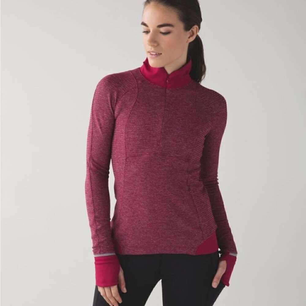 Lululemon Runderful 1/2 Zip Pullover size 6 Berry Rumble
